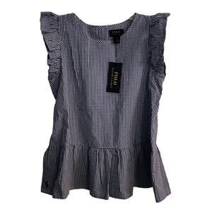 Polo Ralph Lauren Bridghampton Gingham Ruffle Sleeve Top, 14